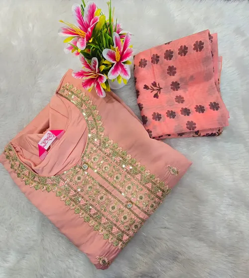 PEACH CLR KURTIS SET KS067